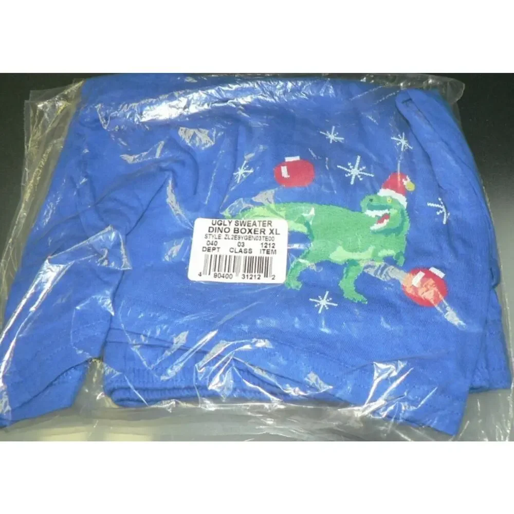 Ugly Stuff Holiday Supply Co.Men's Dino Cotton Boxer‎ Shorts Royal Blue Small